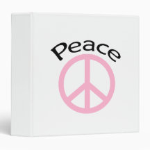 Light Pink Peace & Word Vinyl Binder