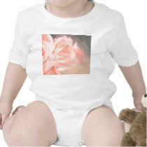 Light pink rose reflection in silver baby bodysuits
