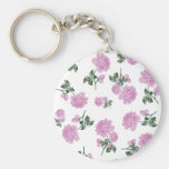 Light pink roses flower pattern on white key chains