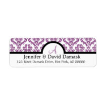 Light Plum Damask Wedding Monogram Address Labels labels