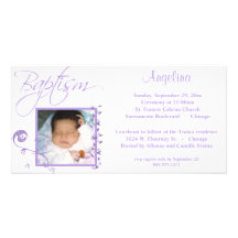 Light Purple Baptism Photo Invitation Customized Photo Card