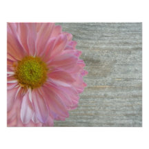 Light Purple Daisy & Barnwood Wedding Invitation