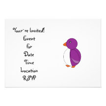 Light purple penguin invitation