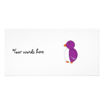 Light purple penguin personalized photo card