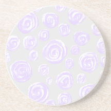 Light purple rose pattern on pale grey. beverage coasters