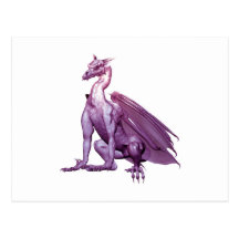 Light Purple Sitting Dragon Post Cards