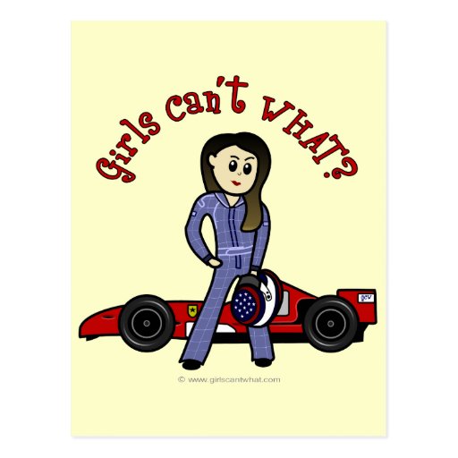 Light Race Car Driver Girl Post Cards