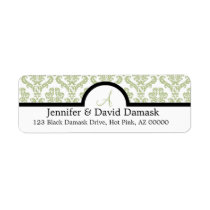 Light Sage Damask Wedding Monogram Address Labels labels