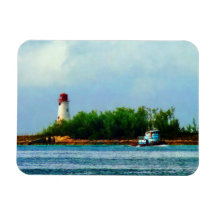 Lighthouse and Boat Nassau Bahamas Rectangular Magnets
