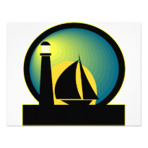 Lighthouse and Sailboat Custom Announcements