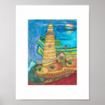 Lighthouse and wind god print
