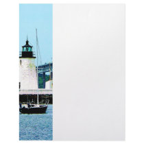 Lighthouse, Bridge and Boats, Newport, RI Custom Letterhead