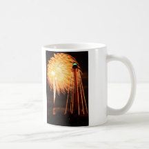 Lighthouse Fireworks Independence Day Coffee Mugs