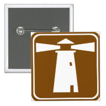 Lighthouse Highway Sign Pinback Button