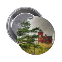 Lighthouse in the Grass Pinback Button