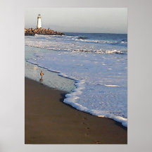 lighthouse on a santa cruz beach posters