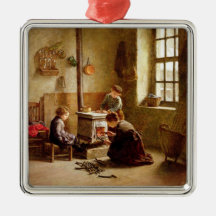 Lighting the Stove, 1886 (oil on panel) Christmas Tree Ornaments