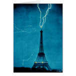 Lightning at the Eiffel Tower Greeting Card