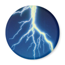 Lightning bolt over blue background refrigerator magnets
