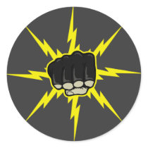 Lightning fist round stickers