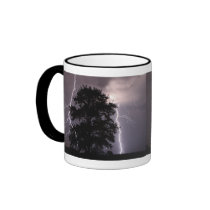 Lightning Strikes In The Sky Behind A Tree Coffee Mugs