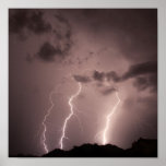 Lightning strikes the mountains print