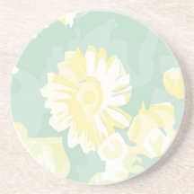 Lightshade Yellow Green Floral Template Drink Coasters
