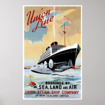 Ligne publicité de bateau de vapeur des syndicats  posters