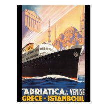 Lignes d'Adriatica - affiche vintage de voyage Carte Postale