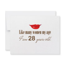 Like Most Women My Age - I am 28 Years Old Custom Invitation