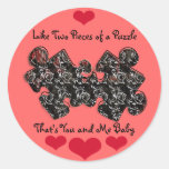 Like Two Pieces of a Puzzle Round Stickers