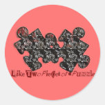 Like Two Pieces of a Puzzle Round Stickers