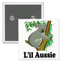 L'il Aussie. Cute Australian Koala Pinback Buttons
