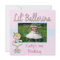 Lil' Ballerina Party Invitations / Blue & Pink