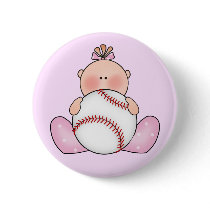Lil Baseball Baby Girl Pinback Button