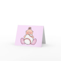 Lil Baseball Baby Girl Greeting Cards