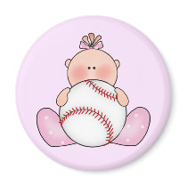 Lil Baseball Baby Girl Fridge Magnets