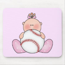 Lil Baseball Baby Girl Mouse Pads