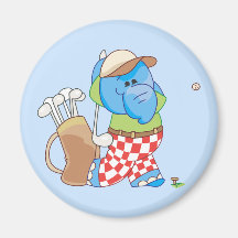 Lil Blue Elephant Golfing Magnets