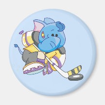 Lil Blue Elephant Hockey Fridge Magnet