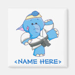 Lil Blue Elephant Karate Refrigerator Magnet