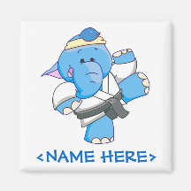 Lil Blue Elephant Karate Refrigerator Magnet