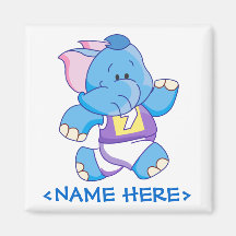 Lil Blue Elephant Running Refrigerator Magnet