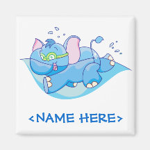 Lil Blue Elephant Swimming Fridge Magnets