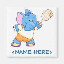 Lil Blue Elephant Tennis Refrigerator Magnet