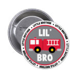 Lil Brother Fire truck Pinback Button