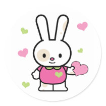 Lil Bunny Girl Round Stickers