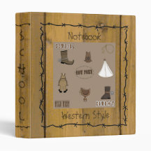 Lil' Cowpokes Western Theme School Notebook 3 Ring Binder