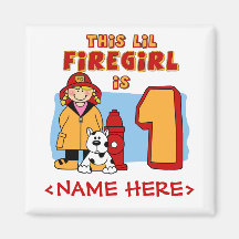 Lil Firegirl 1st Birthday Refrigerator Magnet
