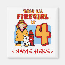 Lil Firegirl 4th Birthday Magnets